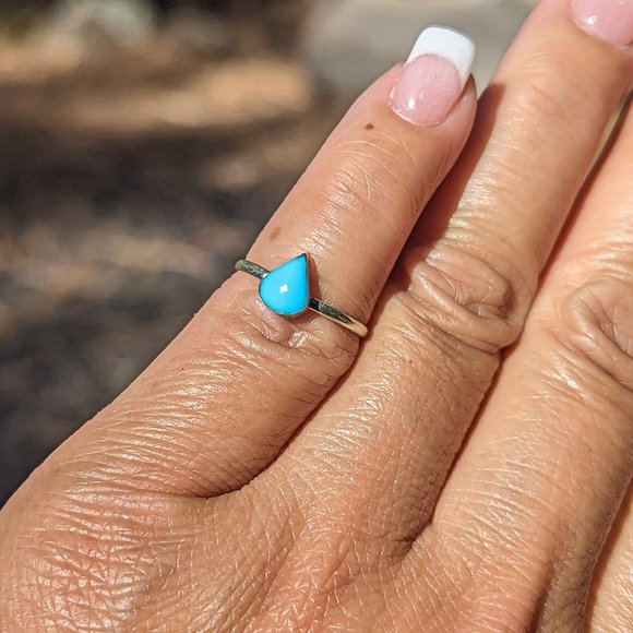 Handcrafted Navajo Turquoise Ring Genuine Native American Jewelry Sz 4 US** - Picture 4 of 9